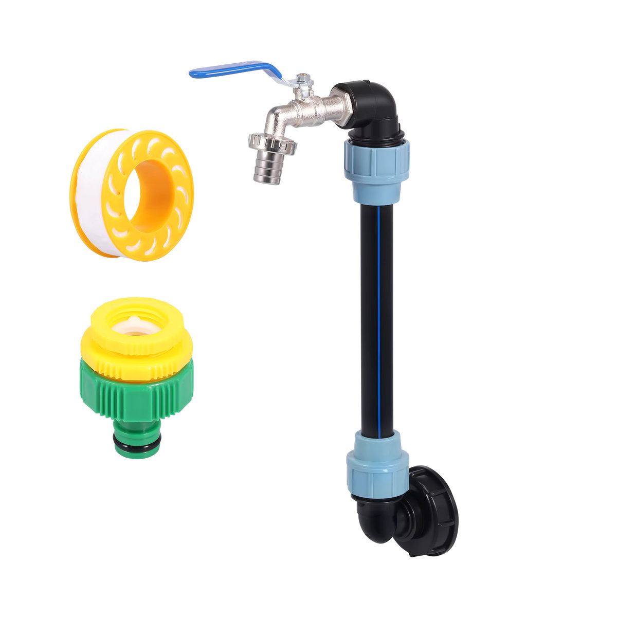 IBC Adapter 3/4 Zoll Auslasshahn aus Zinklegierung für 1000L Regenwassertanks in Schwarz und Silber - Bild 7