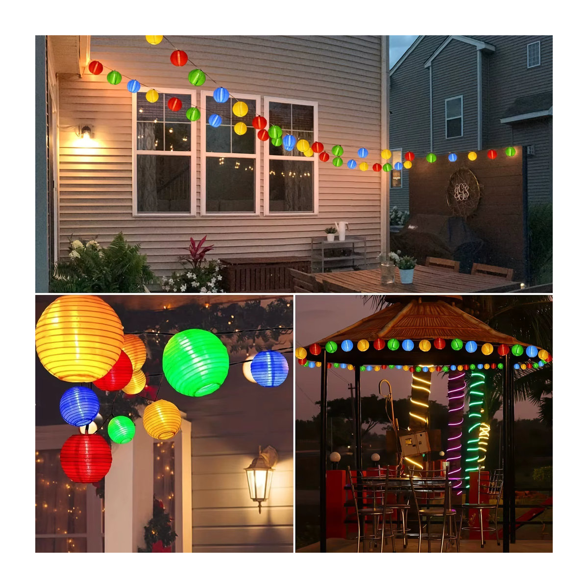 IEEYEEY LED Solar Laterne Lichterkette im Bohemian Stil in Gelb für Garten und Outdoor-Dekoration - Bild 4