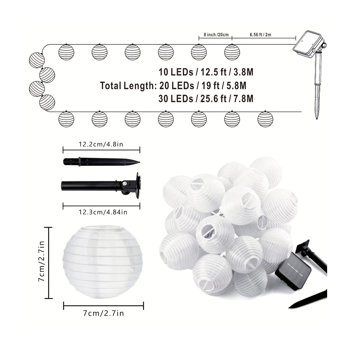 IEEYEEY LED Solar Laterne Lichterkette im Bohemian Stil in Gelb für Garten und Outdoor-Dekoration - Bild 5