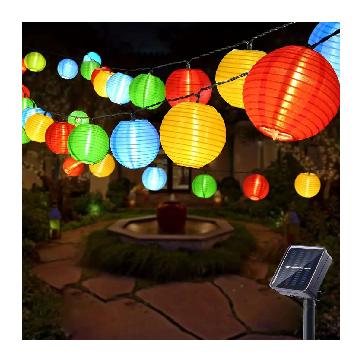 IEEYEEY LED Solar Laterne Lichterkette im Bohemian Stil in Gelb für Garten und Outdoor-Dekoration - Bild 6