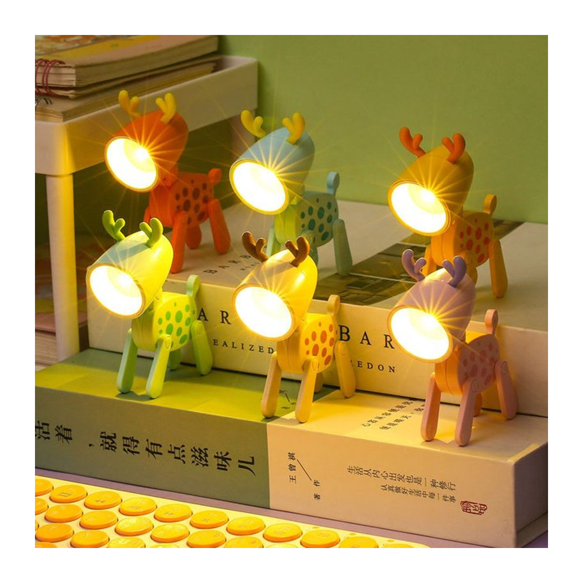 IEEYEEY Mini LED Tischlampe in Bunter Tierform aus Kunststoff für Kinder und Schlafzimmer - Bild 1