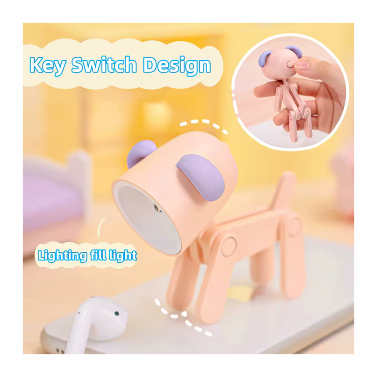 IEEYEEY Mini LED Tischlampe in Bunter Tierform aus Kunststoff für Kinder und Schlafzimmer - Bild 3