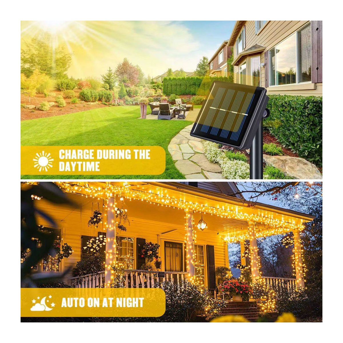 IEEYEEY Solar-LED-Lichterkette für den Außenbereich in Bunt mit 8 Modi zur Dekoration von Garten, Terrasse und Hof - Bild 3