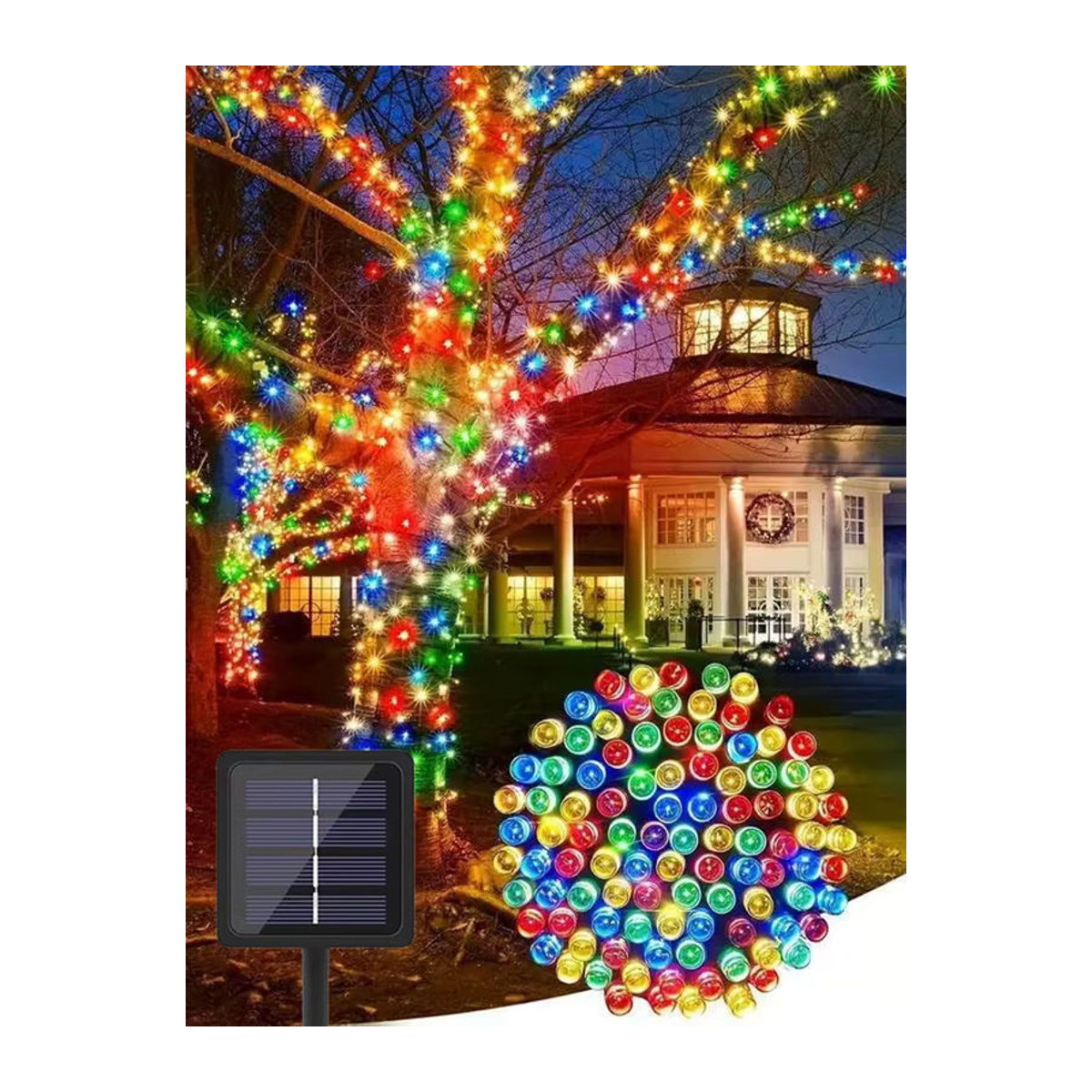 IEEYEEY Solar-LED-Lichterkette für den Außenbereich in Bunt mit 8 Modi zur Dekoration von Garten, Terrasse und Hof - Bild 6