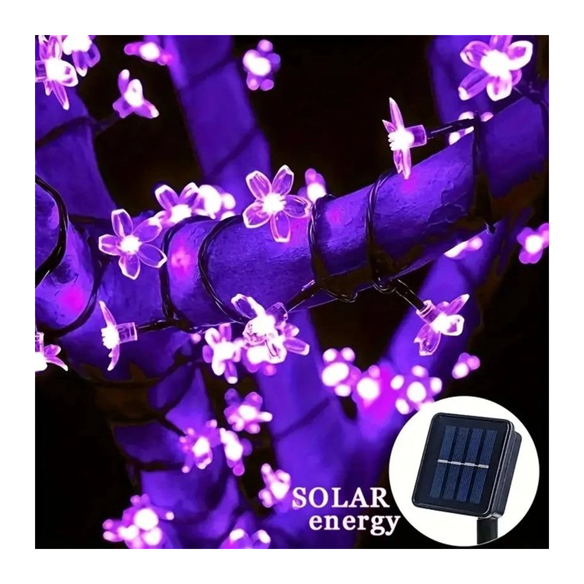 IEEYEEY Solar-LED-Lichterkette Kirschblüten in Rosa mit 8 Beleuchtungsmodi für Außenbereich, Camping und Dekoration - Bild 1