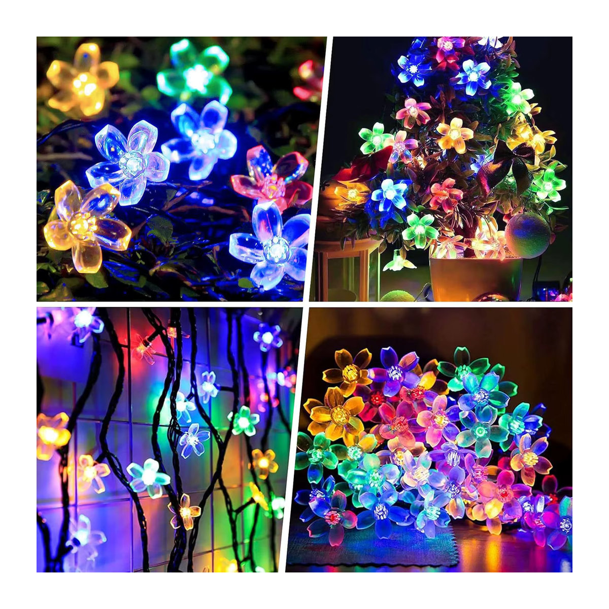 IEEYEEY Solar-LED-Lichterkette Kirschblüten in Rosa mit 8 Beleuchtungsmodi für Außenbereich, Camping und Dekoration - Bild 5