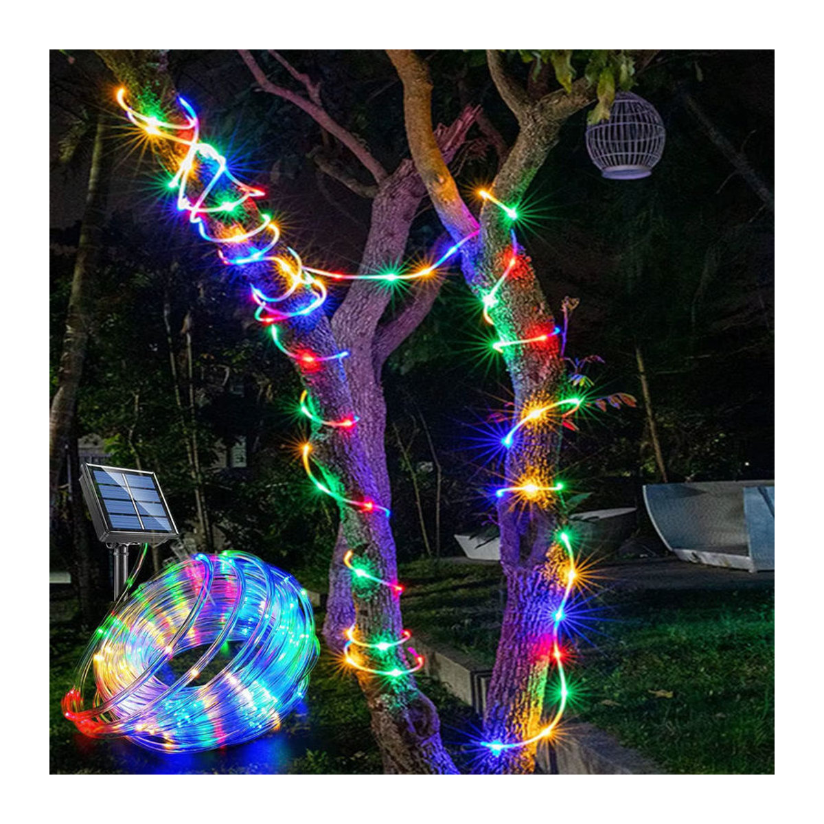 IEEYEEY Solar-Lichterkette für den Außenbereich mit bunten LED-Röhren, wasserdichte LED-Lichterkette für Garten, Baum und Zaun - Bild 3