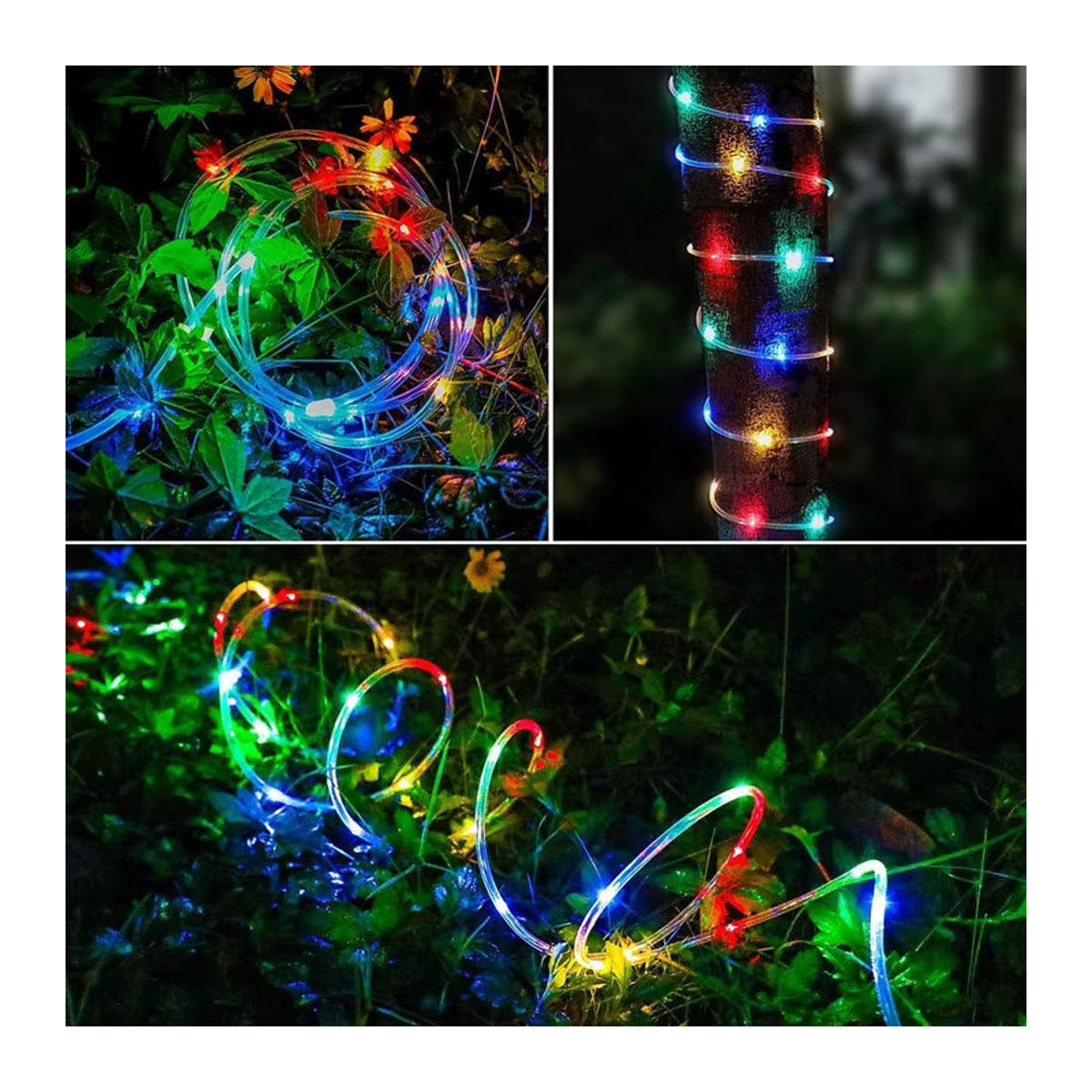 IEEYEEY Solar-Lichterkette für den Außenbereich mit bunten LED-Röhren, wasserdichte LED-Lichterkette für Garten, Baum und Zaun - Bild 4