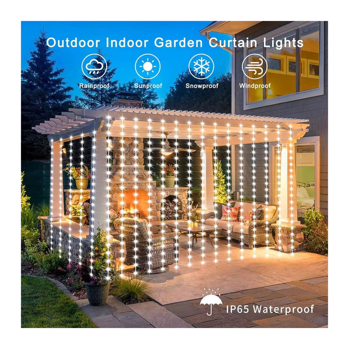 IEEYEEY Solar-Vorhang-Licht LED Lichterkette Bunt Bohemian für Garten und Außenbereich - Bild 2