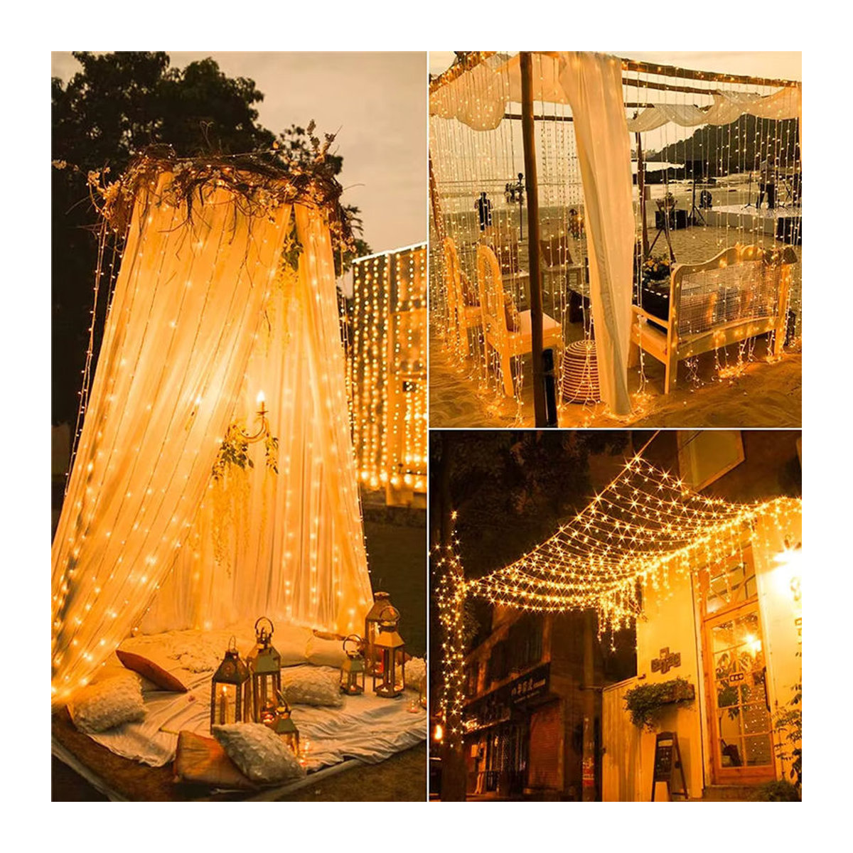 IEEYEEY Solar-Vorhang-Licht LED Lichterkette Bunt Bohemian für Garten und Außenbereich - Bild 4