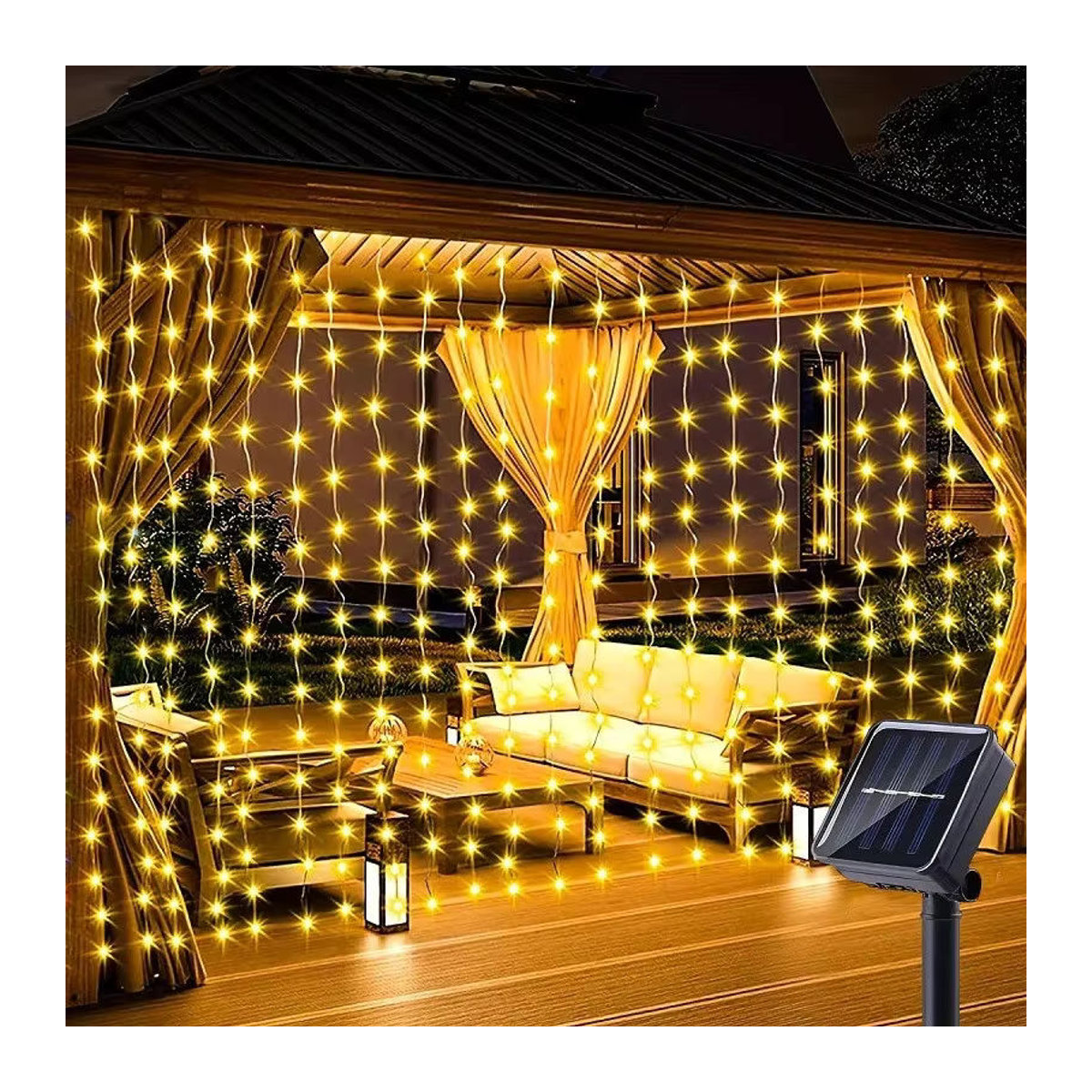 IEEYEEY Solar-Vorhang-Licht LED Lichterkette Bunt Bohemian für Garten und Außenbereich - Bild 5
