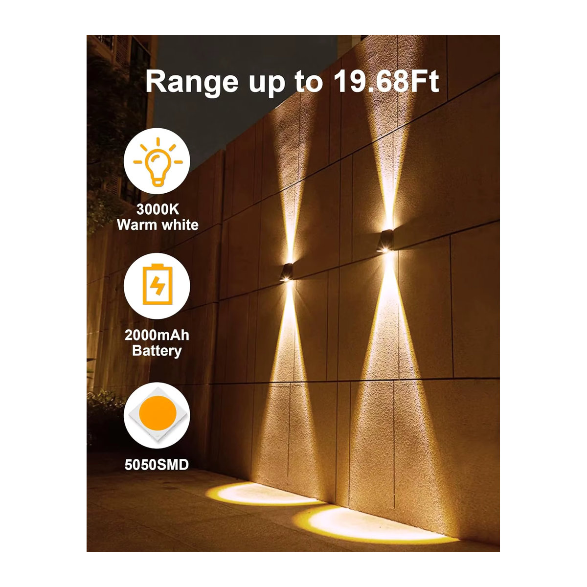 IEEYEEY Solar-Wandleuchte mit 2 LEDs in Schwarz, moderne wasserdichte Außenbeleuchtung für Garten und Balkon - Bild 2