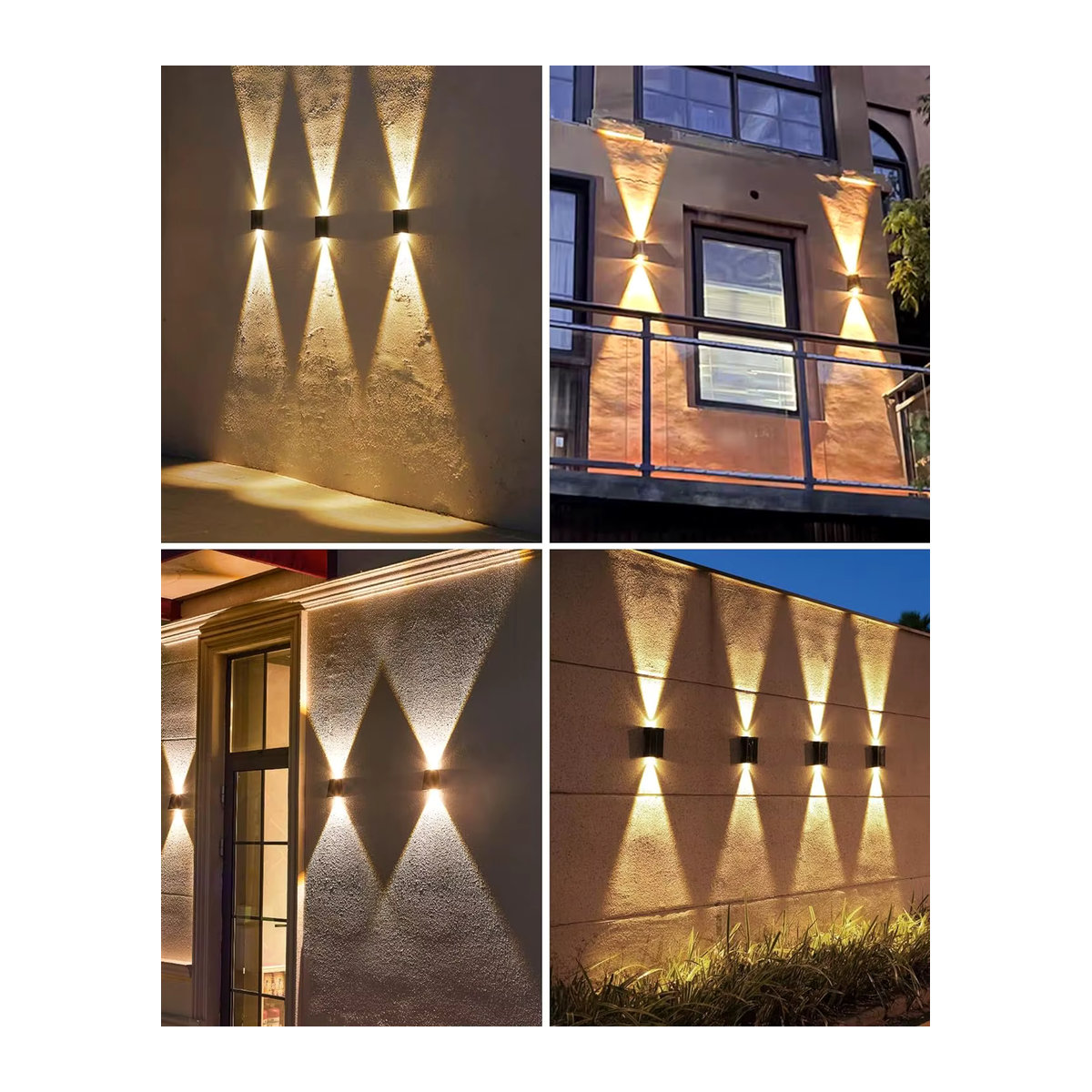 IEEYEEY Solar-Wandleuchte mit 2 LEDs in Schwarz, moderne wasserdichte Außenbeleuchtung für Garten und Balkon - Bild 4