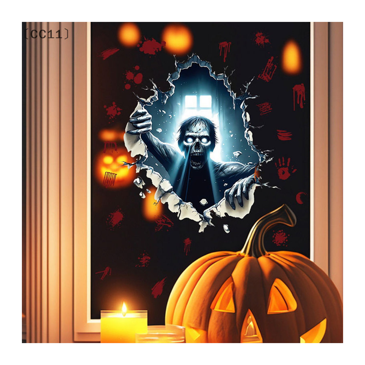 ieniaCC11 Parque Halloween Wandaufkleber mit 3D-Effekt, Horror-Zombies Motiv, wasserfest und ölbeständig, mehrfarbig - Bild 1