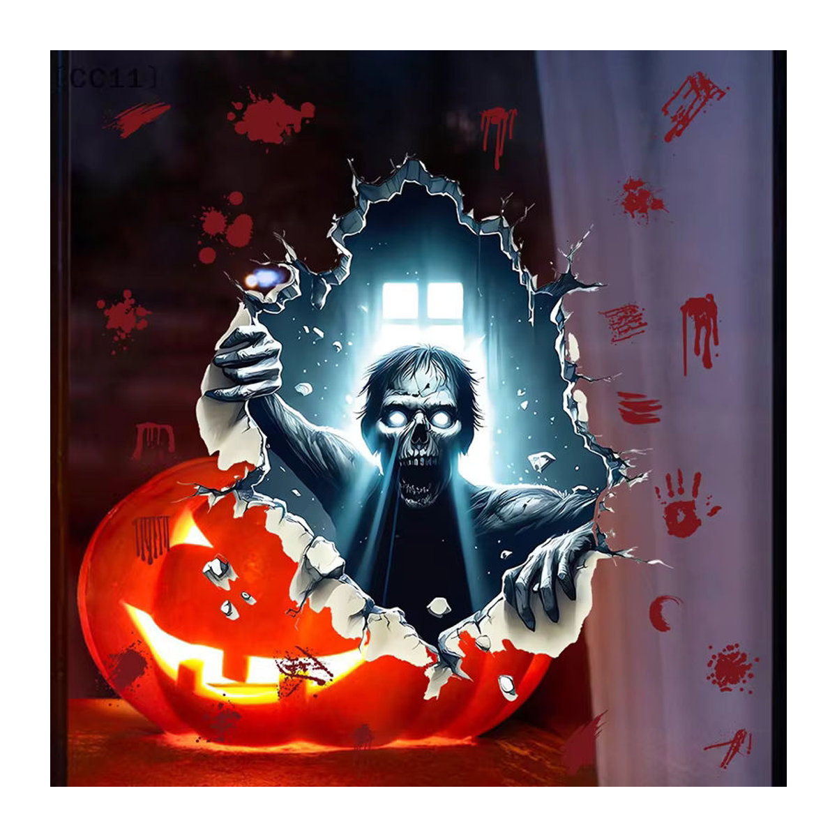 ieniaCC11 Parque Halloween Wandaufkleber mit 3D-Effekt, Horror-Zombies Motiv, wasserfest und ölbeständig, mehrfarbig - Bild 2
