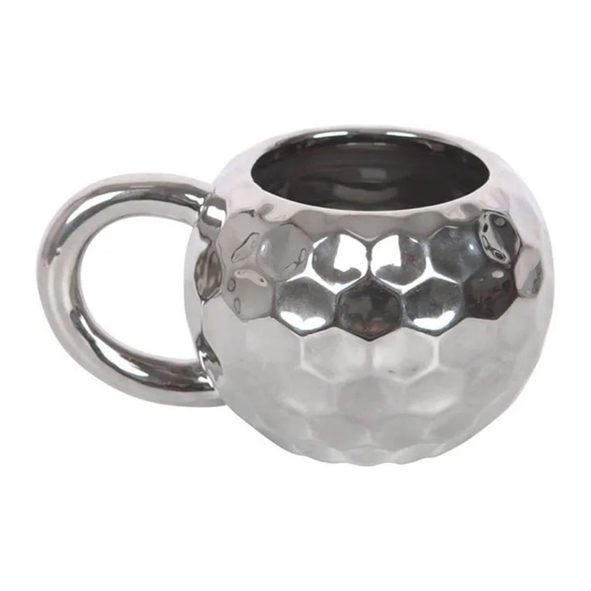 Iets Anders Discopbal Mok in Silber aus Keramik und Metall im Vintage-Design, Durchmesser: 10,5 cm, Höhe: 8 cm - Bild 1