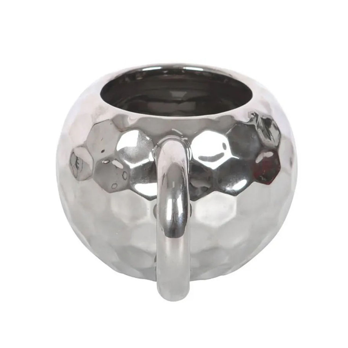 Iets Anders Discopbal Mok in Silber aus Keramik und Metall im Vintage-Design, Durchmesser: 10,5 cm, Höhe: 8 cm - Bild 2