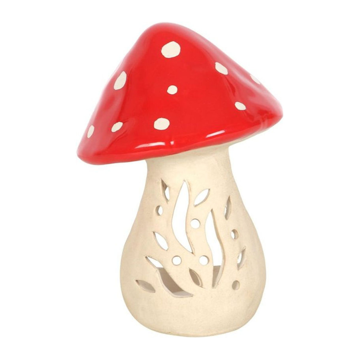 Iets Anders Keramischer Pilz Teelichthalter in Rot und Weiß - Bild 1