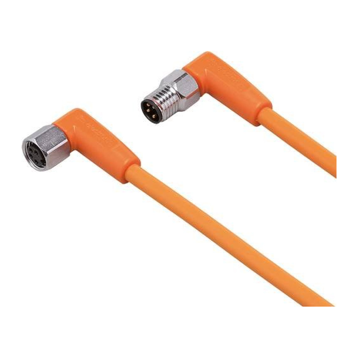 Ifm Electronic EVT196 Verbindungsleitung in Orange mit 4 Polen, Stecker gewinkelt und Buchse gewinkelt, Länge: 0,3 m - Bild 1