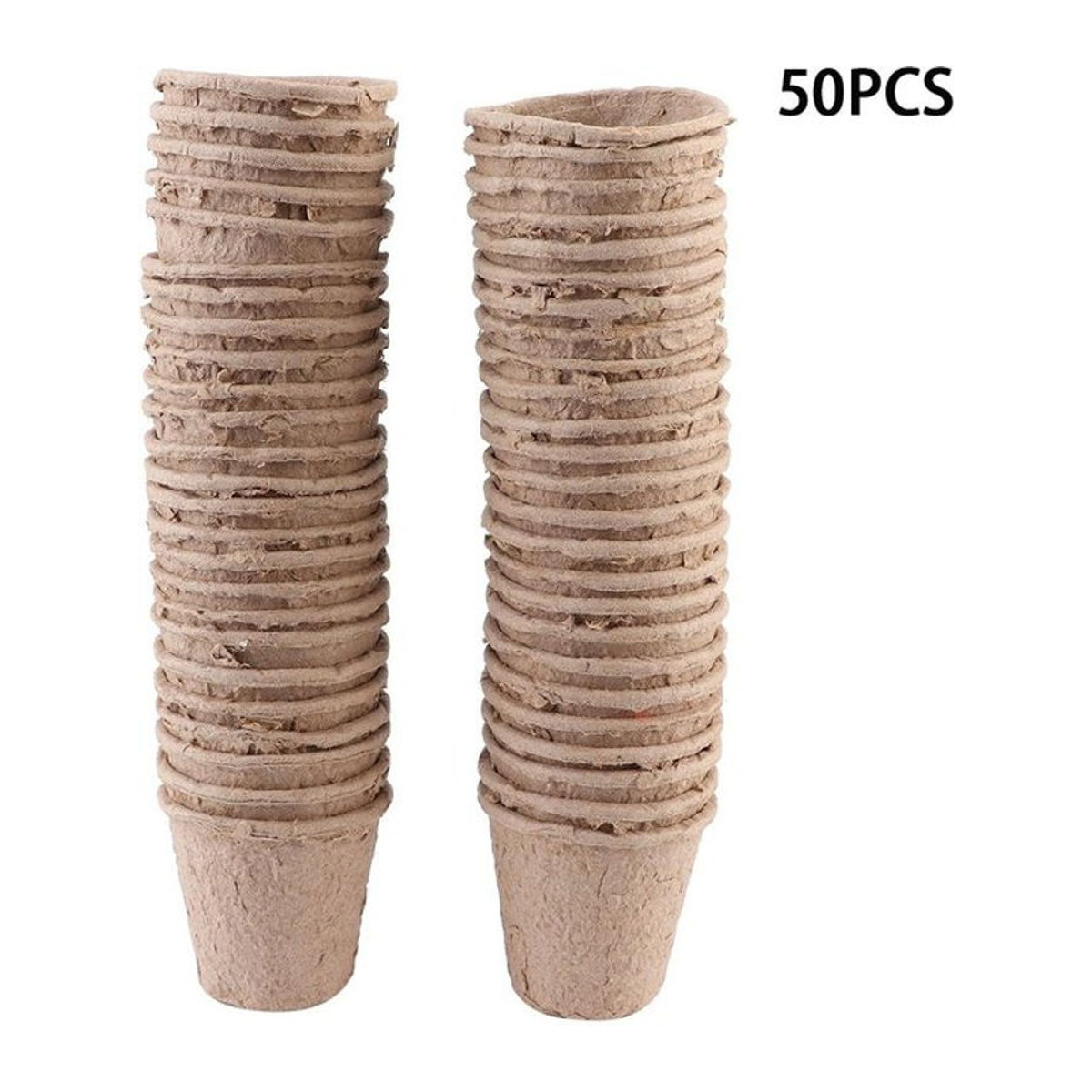 Igeteck 50 Stück runde biologisch abbaubare Anzuchttöpfe aus Papierpulp in Braun, Durchmesser: 6 cm - Bild 1