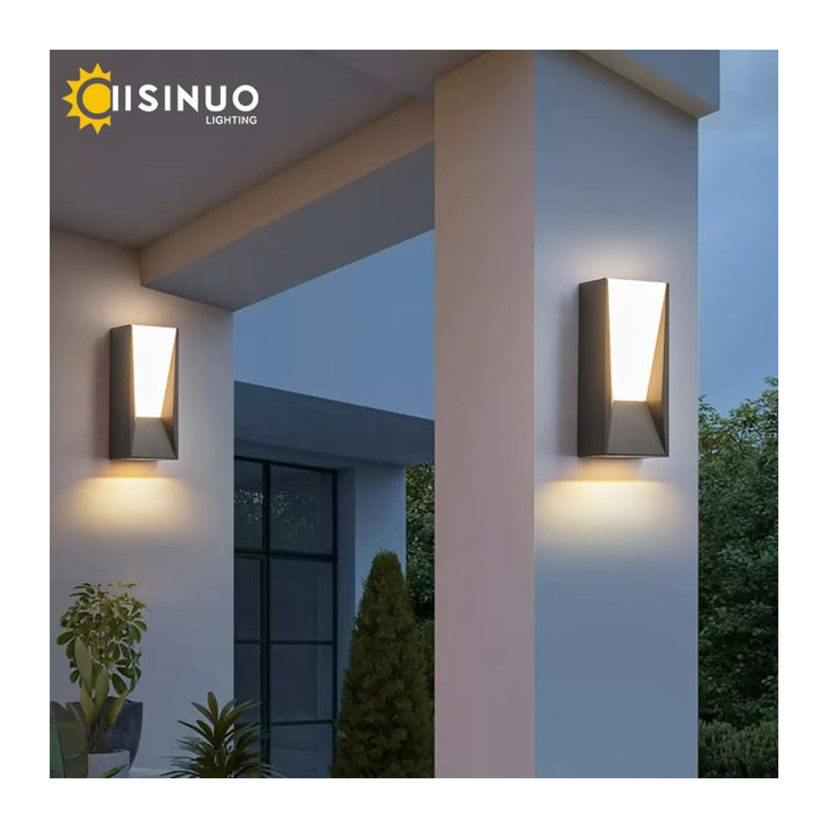 IISINUO Außenwandleuchte aus Aluminium mit PIR-Sensor in Schwarz und warmweißem Licht für Garten, Veranda und Balkon - Bild 1