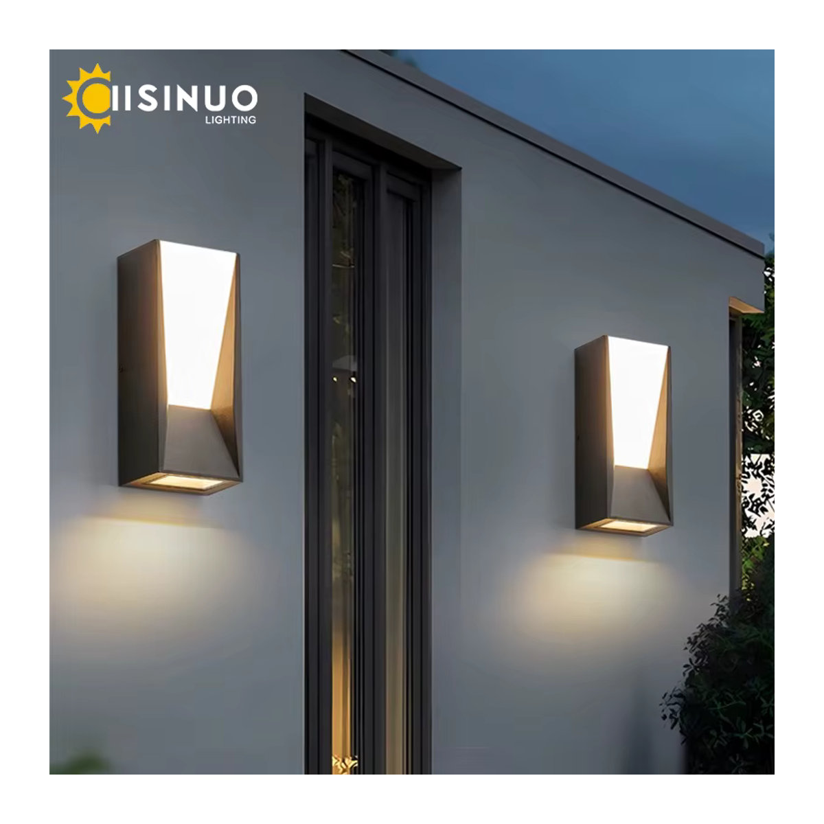 IISINUO Außenwandleuchte aus Aluminium mit PIR-Sensor in Schwarz und warmweißem Licht für Garten, Veranda und Balkon - Bild 3