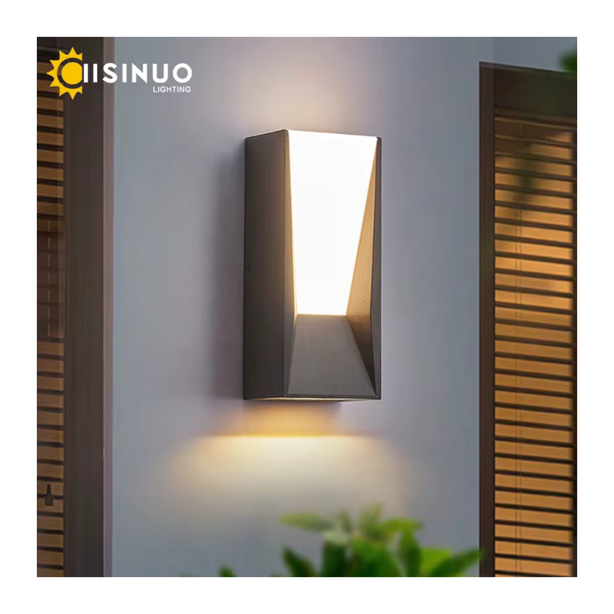 IISINUO Außenwandleuchte aus Aluminium mit PIR-Sensor in Schwarz und warmweißem Licht für Garten, Veranda und Balkon - Bild 4