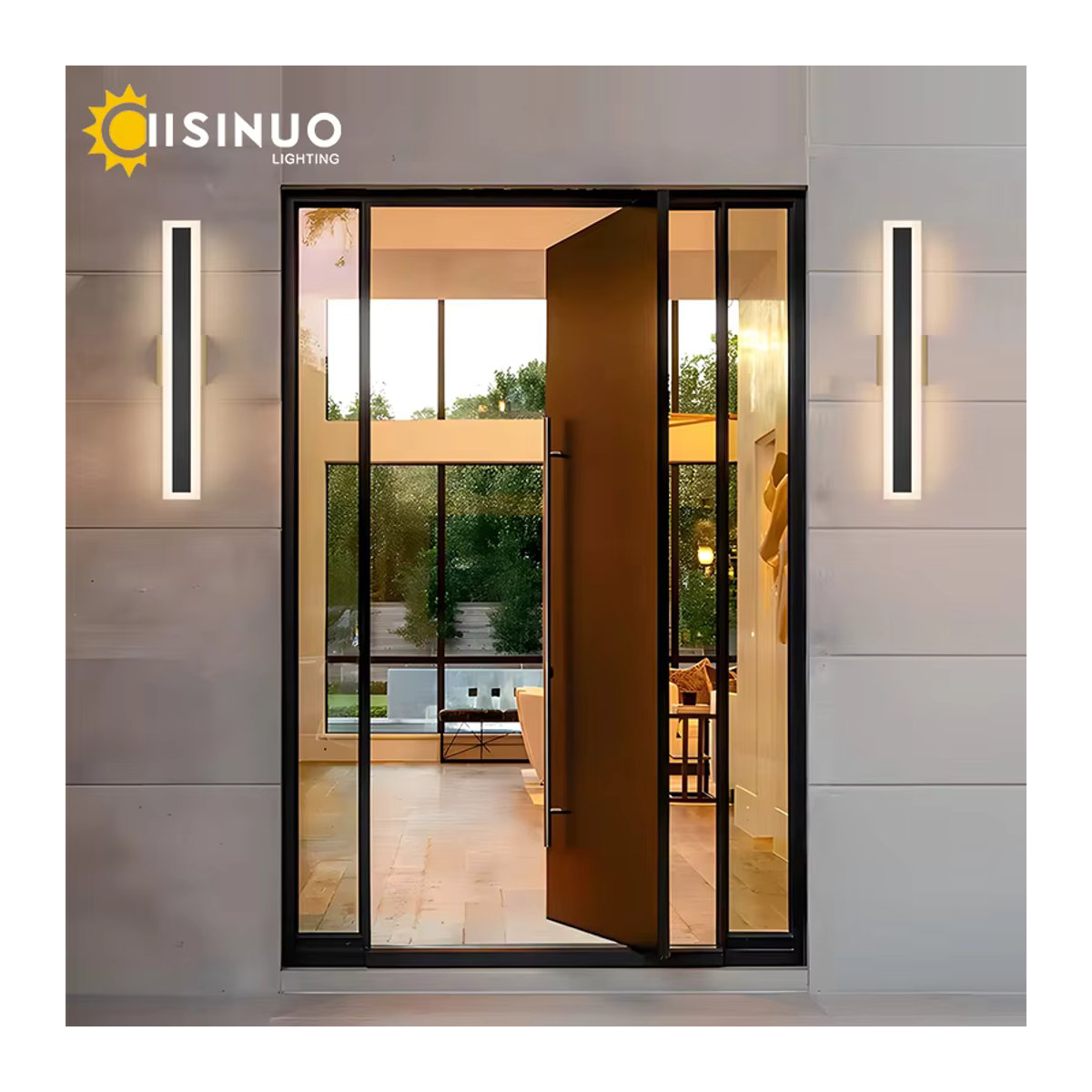 IISINUO Edelstahl Wandleuchte Schwarz Warmweiß Minimalistisch für Außenbereich und Garten - Bild 2