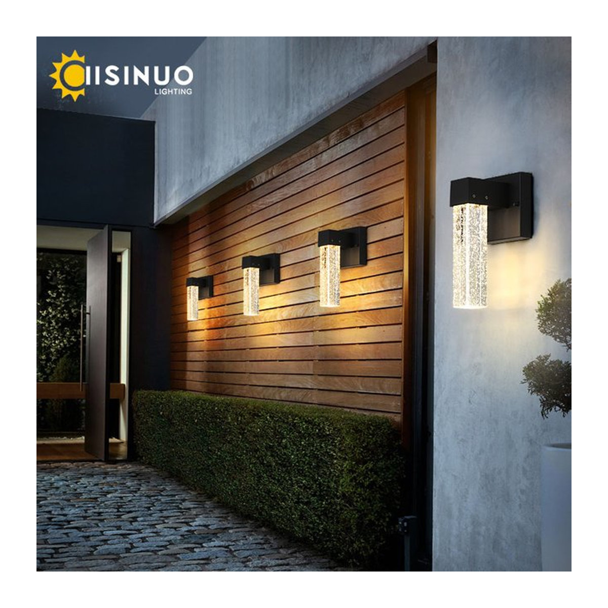 IISINUO LED Außenwandleuchte aus Aluminium in Schwarz mit Kristall-Design, IP65 wasserdicht, warmweißes Licht für Garten und Balkon - Bild 1