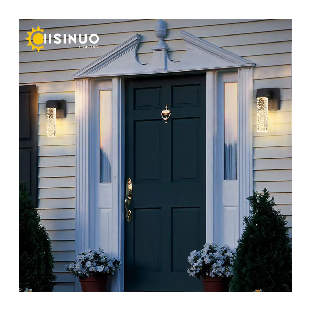 IISINUO LED Außenwandleuchte aus Aluminium in Schwarz mit Kristall-Design, IP65 wasserdicht, warmweißes Licht für Garten und Balkon - Bild 3