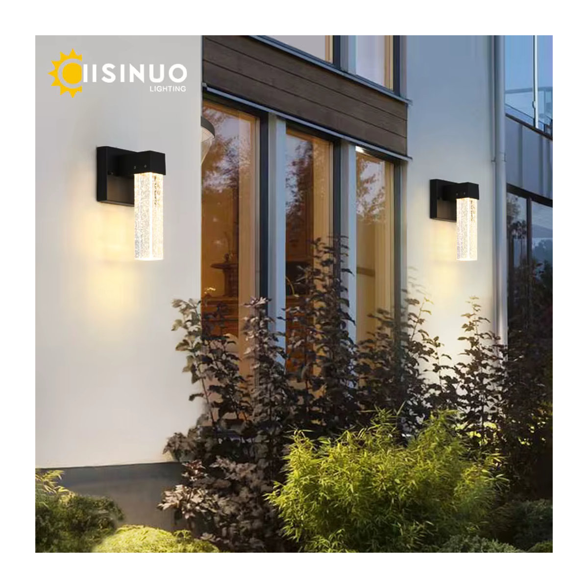 IISINUO LED Außenwandleuchte aus Aluminium in Schwarz mit Kristall-Design, IP65 wasserdicht, warmweißes Licht für Garten und Balkon - Bild 4