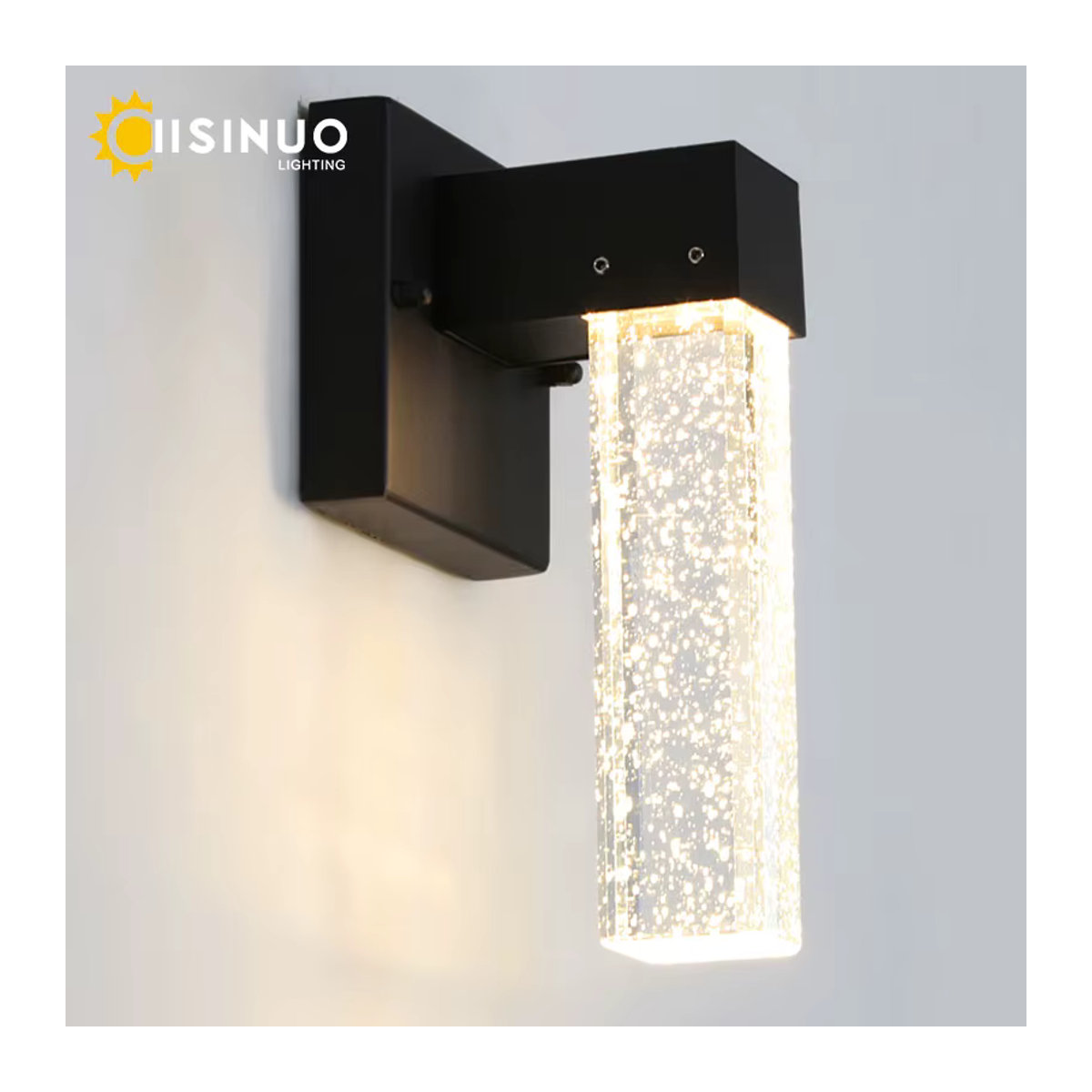 IISINUO LED Außenwandleuchte aus Aluminium in Schwarz mit Kristall-Design, IP65 wasserdicht, warmweißes Licht für Garten und Balkon - Bild 6