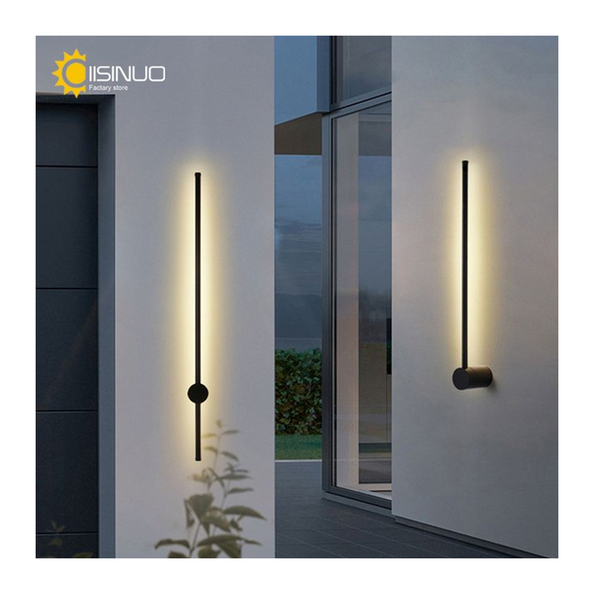 IISINUO LED Außenwandleuchte Linear in Schwarz aus Edelstahl und Aluminium mit IP65 Wasserdichtigkeit und minimalistischem Design - Bild 1