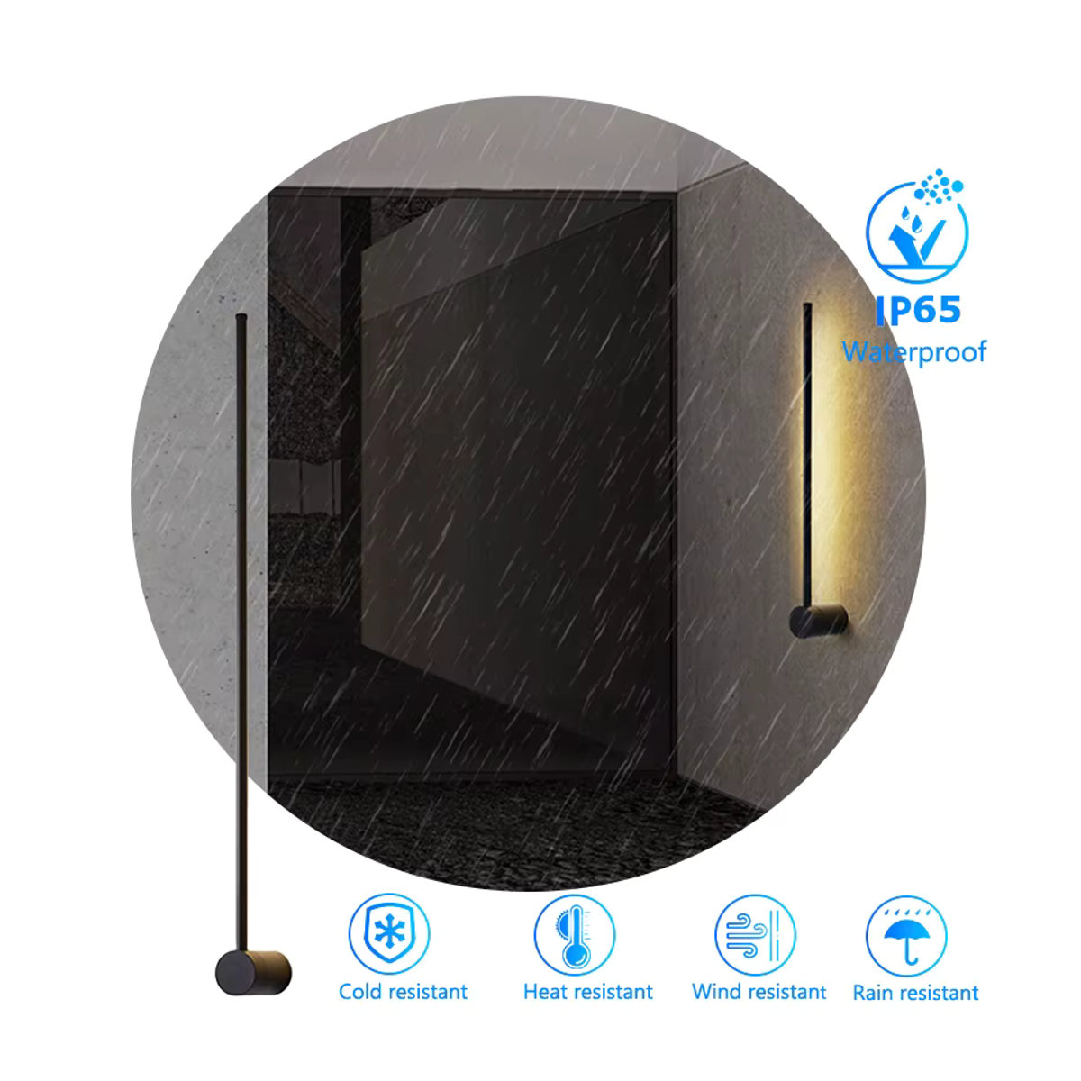IISINUO LED Außenwandleuchte Linear in Schwarz aus Edelstahl und Aluminium mit IP65 Wasserdichtigkeit und minimalistischem Design - Bild 4
