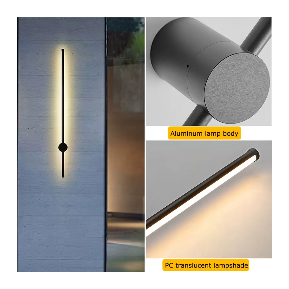 IISINUO LED Außenwandleuchte Linear in Schwarz aus Edelstahl und Aluminium mit IP65 Wasserdichtigkeit und minimalistischem Design - Bild 6