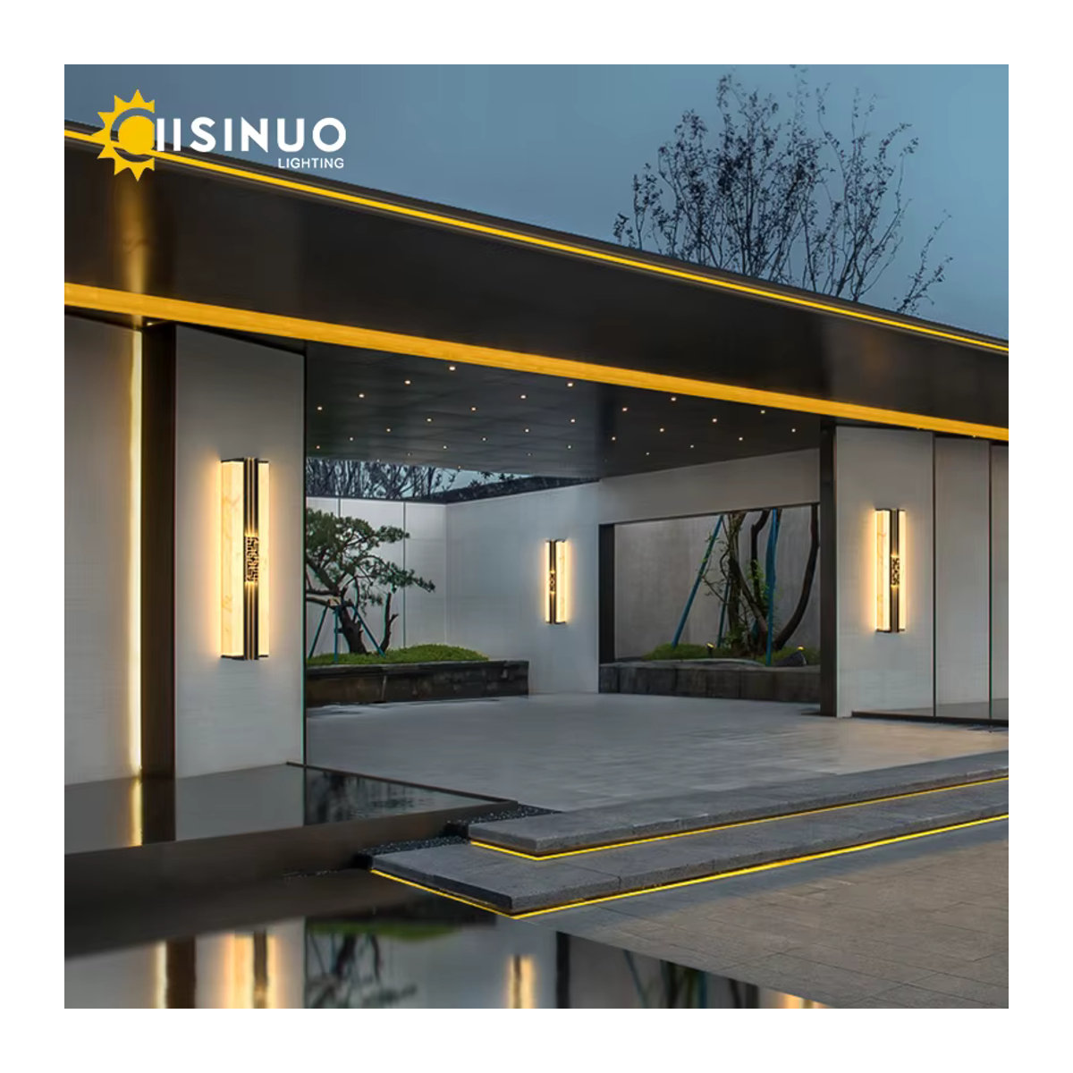 IISINUO LED Außenwandleuchte Modern in Marmor-Optik Schwarz/Weiß mit warmweißem Licht IP - Bild 2