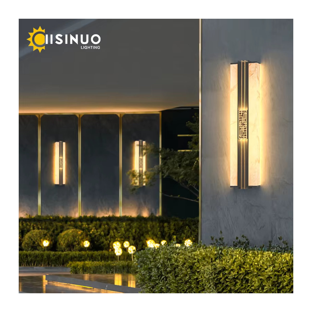 IISINUO LED Außenwandleuchte Modern in Marmor-Optik Schwarz/Weiß mit warmweißem Licht IP - Bild 4