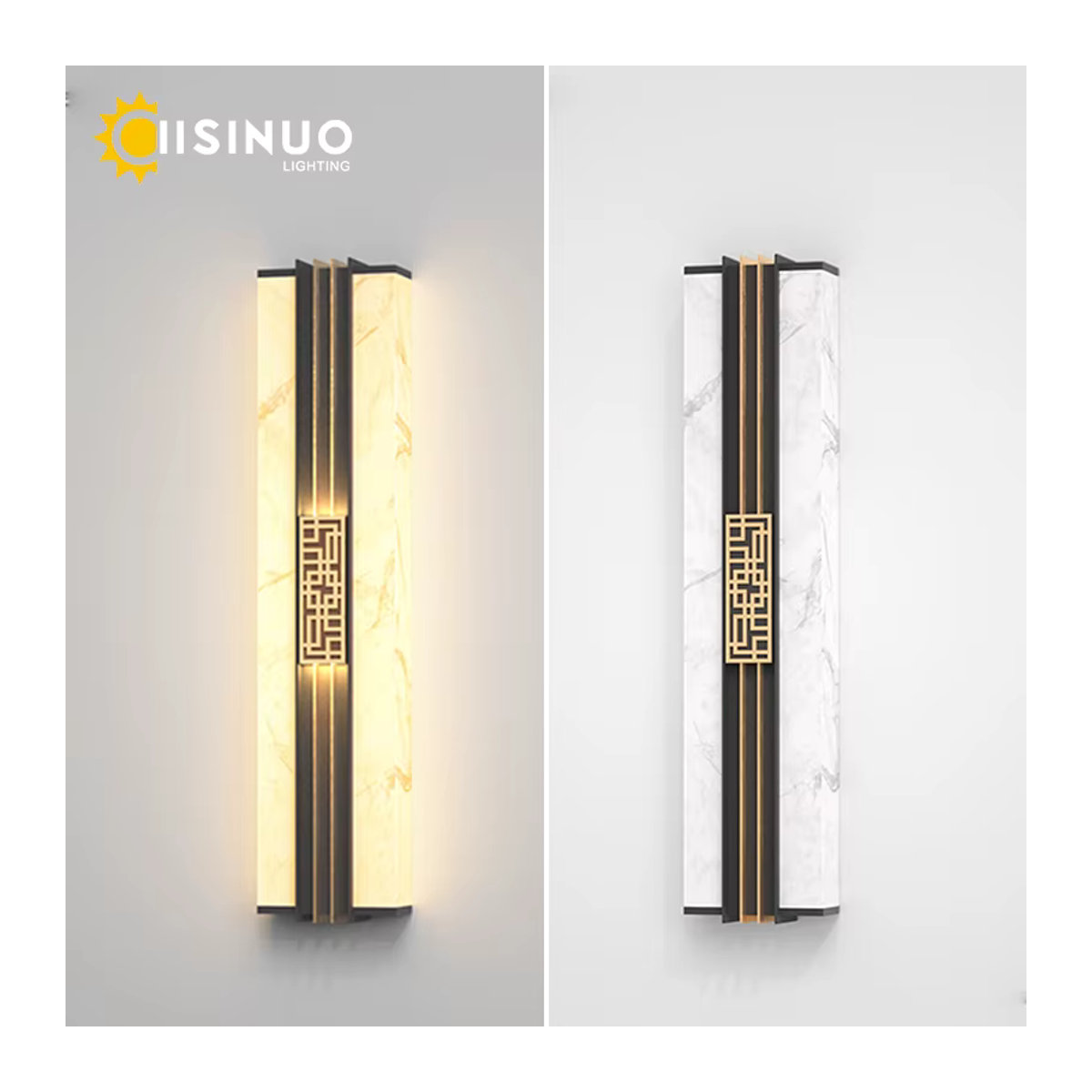 IISINUO LED Außenwandleuchte Modern in Marmor-Optik Schwarz/Weiß mit warmweißem Licht IP - Bild 5