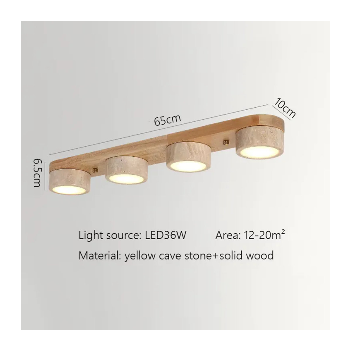 IISINUO LED Deckenlampe aus Travertin Naturstein im Wabi Sabi Design, minimalistisch, Beige/Braun - Bild 3