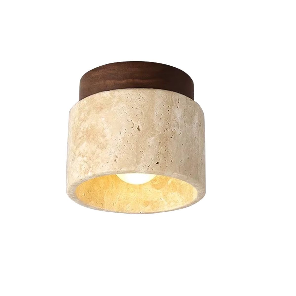 IISINUO LED-Deckenleuchte im japanischen Stil aus Stein und Holz in Beige, rund und minimalistisch - Bild 5