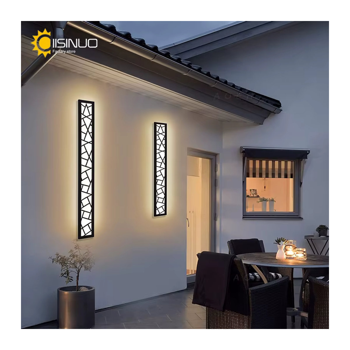 IISINUO LED Wandleuchte IP65 wasserdicht aus Edelstahl und Acryl in Schwarz, moderne Außenleuchte für Garten und Terrasse - Bild 2