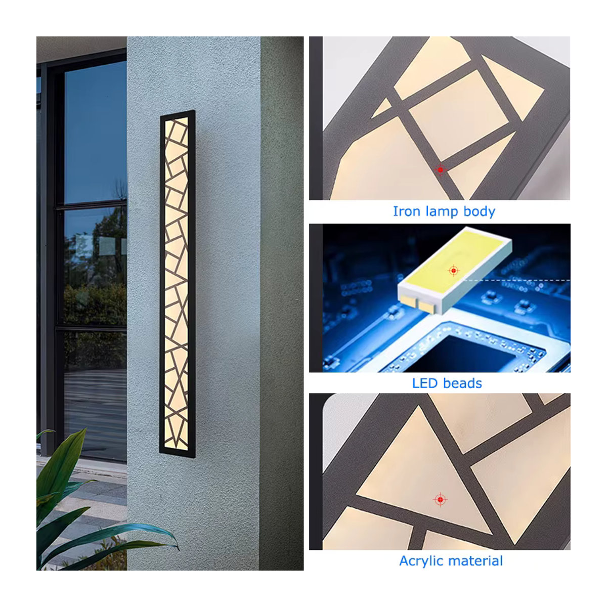 IISINUO LED Wandleuchte IP65 wasserdicht aus Edelstahl und Acryl in Schwarz, moderne Außenleuchte für Garten und Terrasse - Bild 6