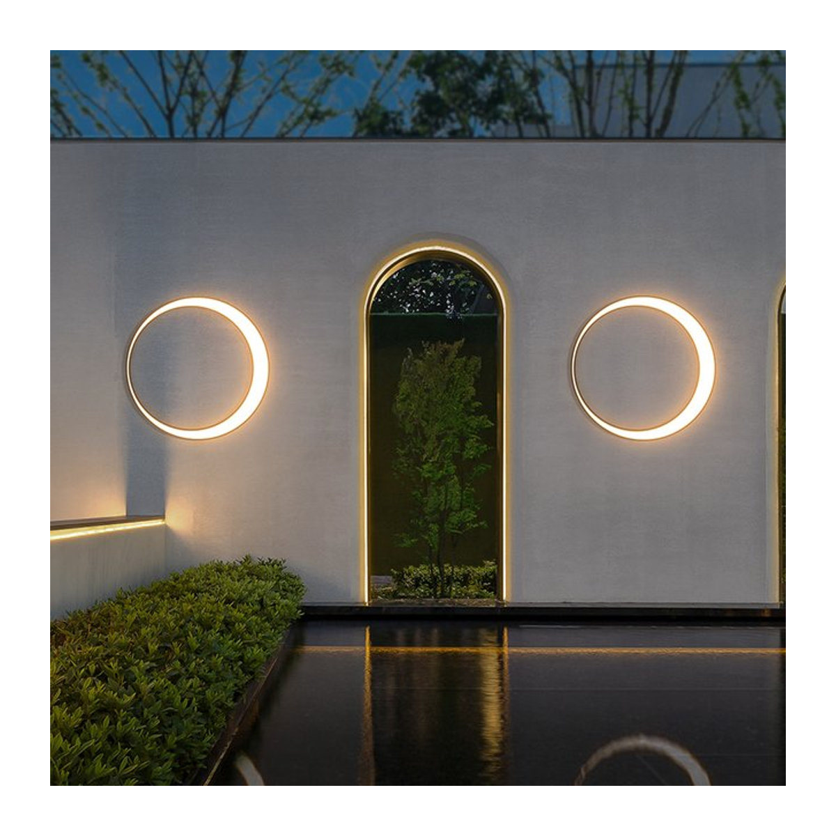 IISINUO LED Wandleuchte Mondlampe aus Edelstahl in Weiß, IP65 wasserdicht, Kaltweiß, 36 W - Bild 1
