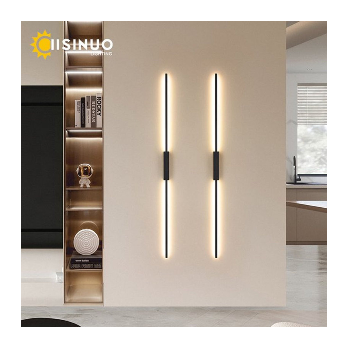 IISINUO Minimalistische Röhren-Linear-Wandleuchte aus Aluminium in Schwarz für Schlafzimmer, Wohnzimmer und Waschtisch - Bild 1