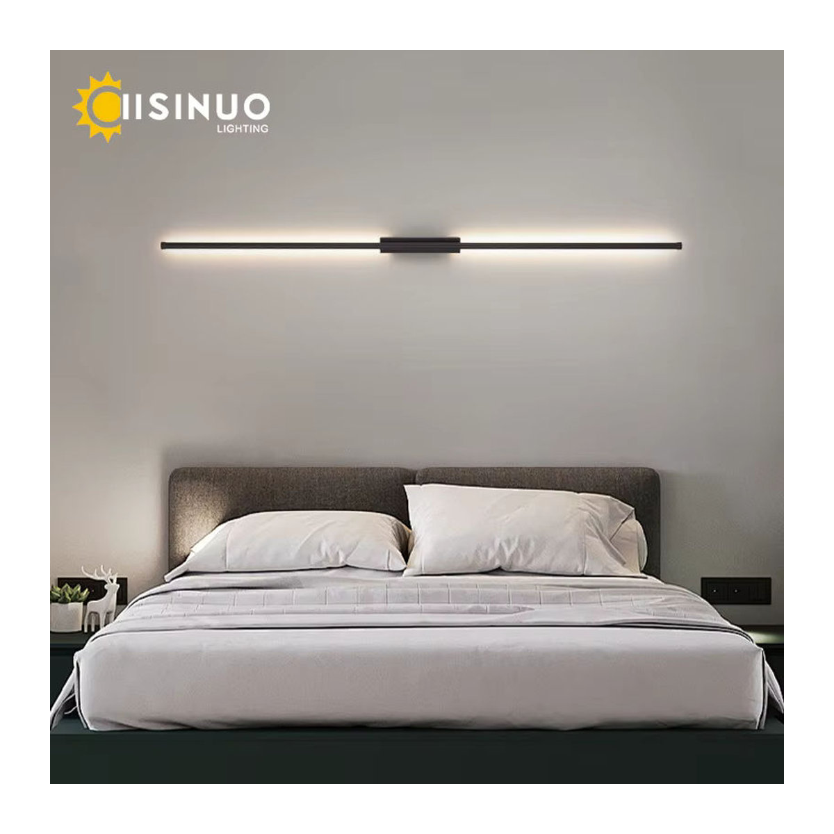 IISINUO Minimalistische Röhren-Linear-Wandleuchte aus Aluminium in Schwarz für Schlafzimmer, Wohnzimmer und Waschtisch - Bild 2