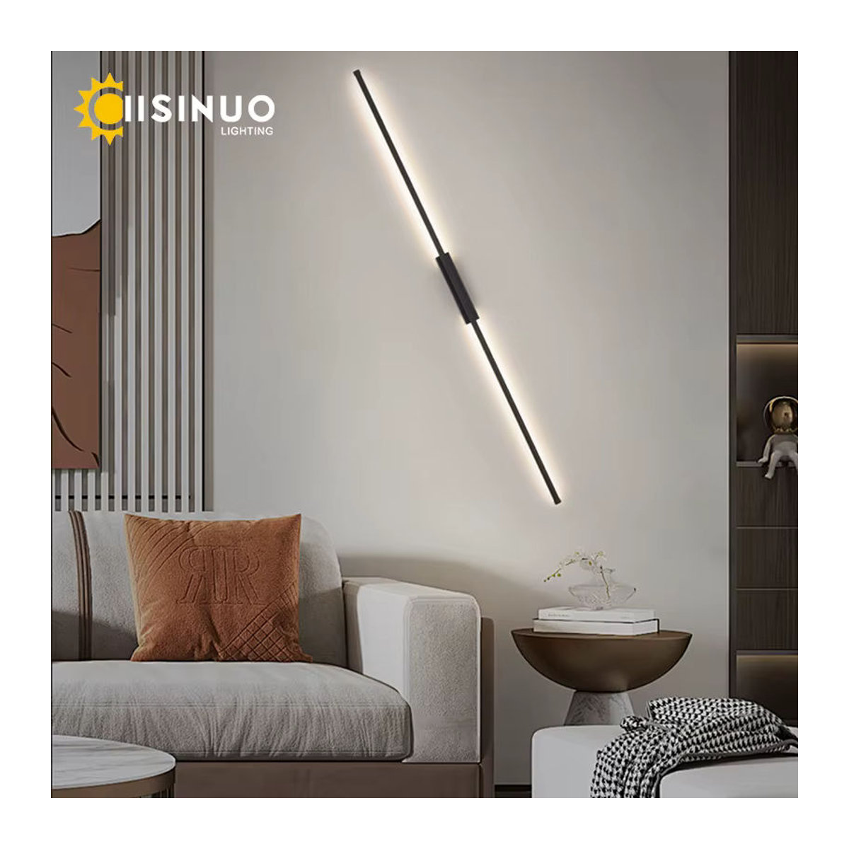 IISINUO Minimalistische Röhren-Linear-Wandleuchte aus Aluminium in Schwarz für Schlafzimmer, Wohnzimmer und Waschtisch - Bild 3