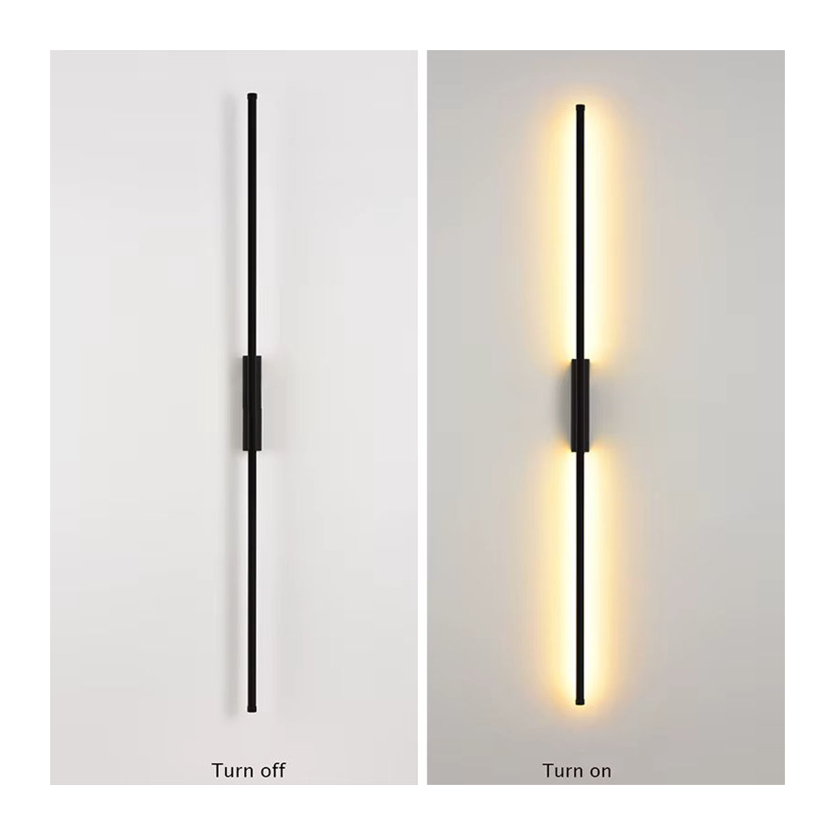 IISINUO Minimalistische Röhren-Linear-Wandleuchte aus Aluminium in Schwarz für Schlafzimmer, Wohnzimmer und Waschtisch - Bild 4
