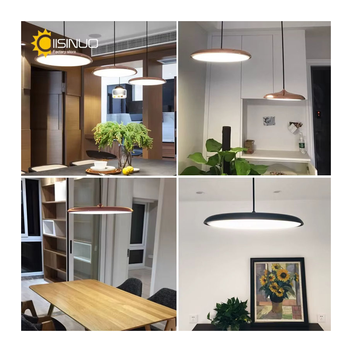 IISINUO Pendelleuchte aus Metall im UFO-Design, moderne industrielle Hängeleuchte in Weiß mit verstellbaren Schnüren für Café, Bistro oder Zuhause - Bild 3