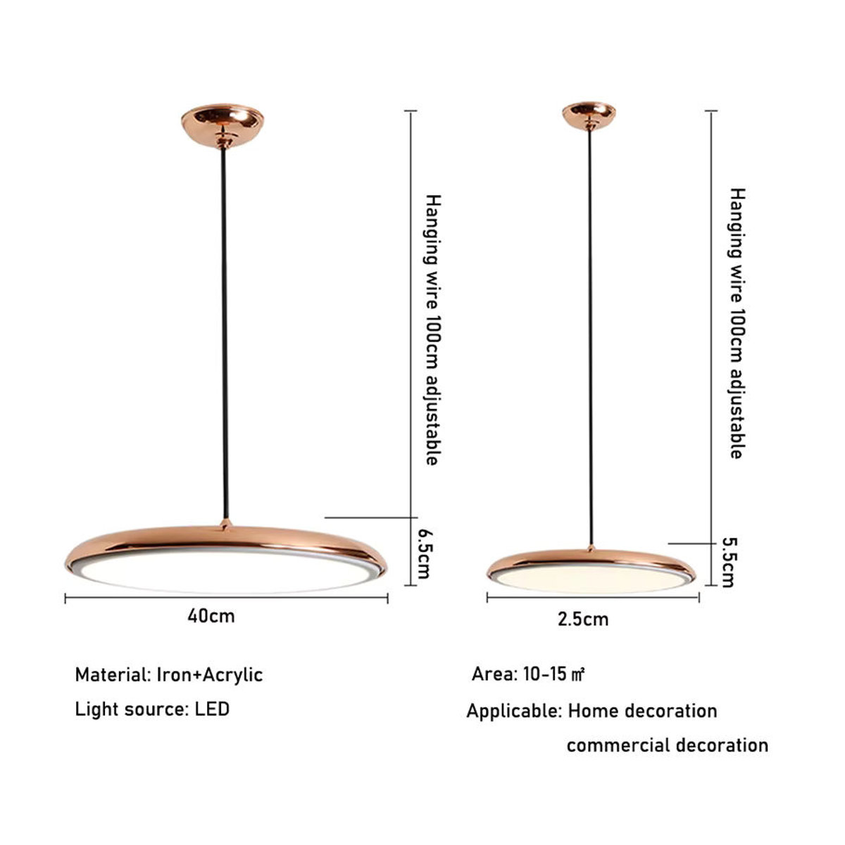 IISINUO Pendelleuchte aus Metall im UFO-Design, moderne industrielle Hängeleuchte in Weiß mit verstellbaren Schnüren für Café, Bistro oder Zuhause - Bild 4
