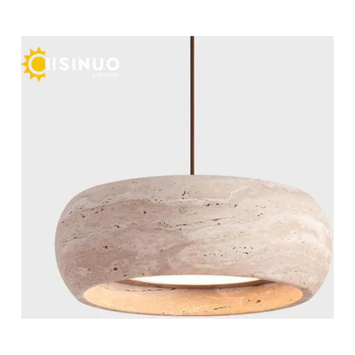 IISINUO Wabi Sabi Pendelleuchte aus Travertin Naturstein Minimalistisches Design für Esszimmer und Kücheninsel - Bild 1